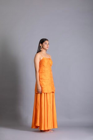 Orange Silk Embroidered Kurta Sharara Set – view 2