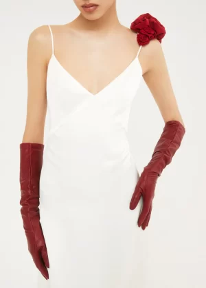 Rosette Embellished White Slip Gown – view 2