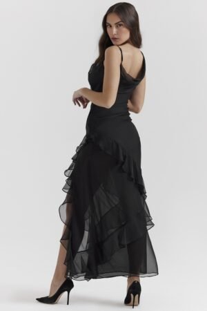 Black Flare Chiffon Maxi Dress – view 2