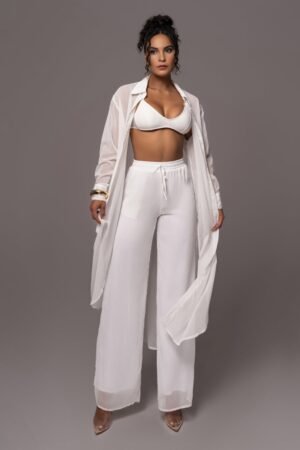 White Beach Style Pant Set – view 2