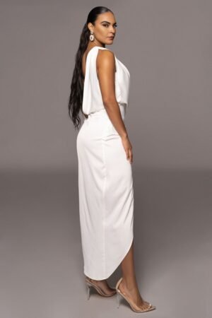 Ivory Elegance Slit Satin Maxi Dress – view 2