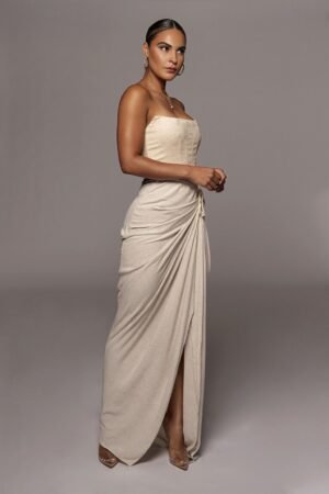 Natural Linen Slit Skirt – view 2