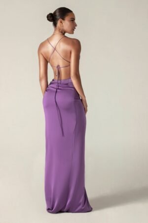 Amethyst Satin Cowl Gown – view 2
