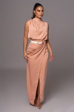 Peachy Draped Top and Skirt Set – view 2