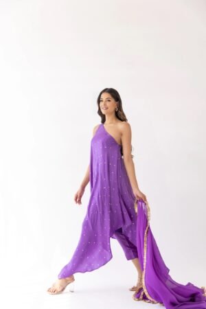 Mystique One-Shoulder Kurta Set with Dupatta – view 2