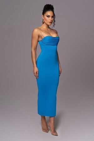 Aqua Drape Midi Dress – view 2