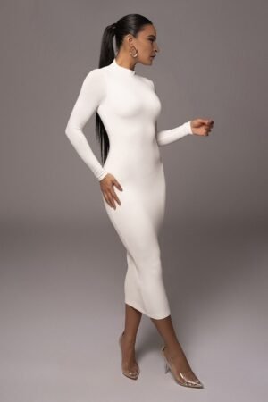 Ivory Classic Mock Neck Midi Dress – view 2