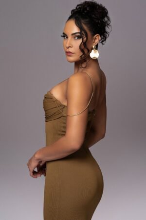 Olive Drape Midi Dress – view 2