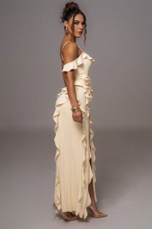 Cream Rosette Maxi Dress – view 2