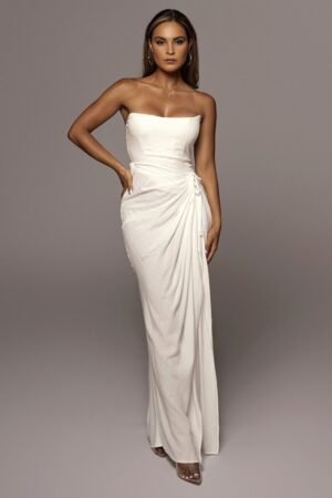 White Linen Slit Skirt – view 2