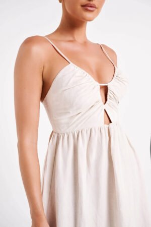 Sunset Whimsy Natural Linen Midi Dress – view 2
