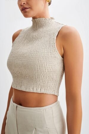 Versatile Essential Natural Shirred Top – view 2