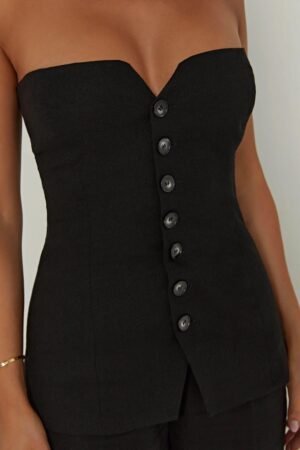 Sculpted Elegance Black Linen Co-ord Set – view 2