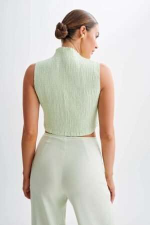 Versatile Essential Mint Shirred Top – view 2