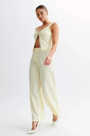 Chic Sophistication Lemon Sherbet Linen Top – view 2