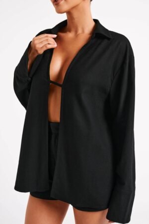Coastal Comfort Black Linen Shirt – view 2
