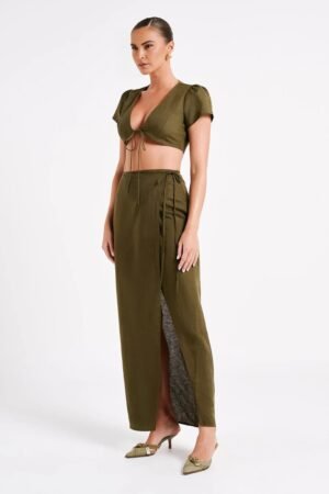 Island Breeze Olive Linen Co-ord Set – view 2