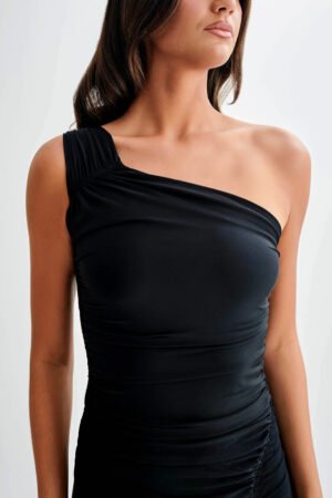 Asymmetrical Grace Black Maxi Dress – view 2