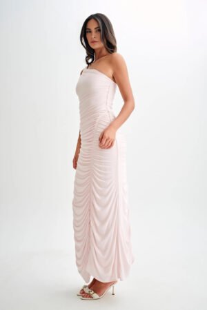 Asymmetrical Grace Powder Pink Maxi Dress – view 2