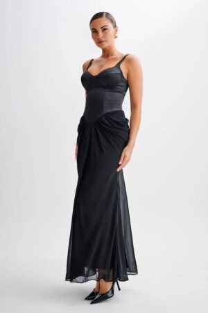Amara Satin Corset Black Gown – view 2