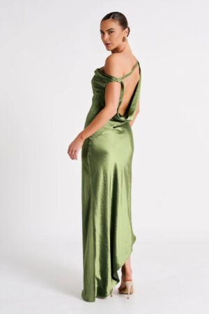 Seraphina Asymmetrical Emerald Slip Dress – view 2
