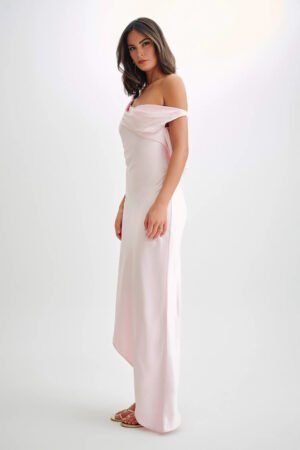 Seraphina Asymmetrical Pale Pink Slip Dress – view 2