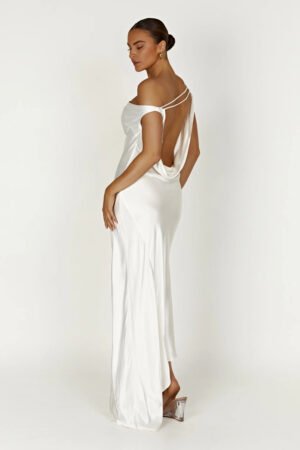 Seraphina Asymmetrical White Slip Dress – view 2