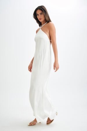 Pearl-Strap Halter Maxi Dress – view 2