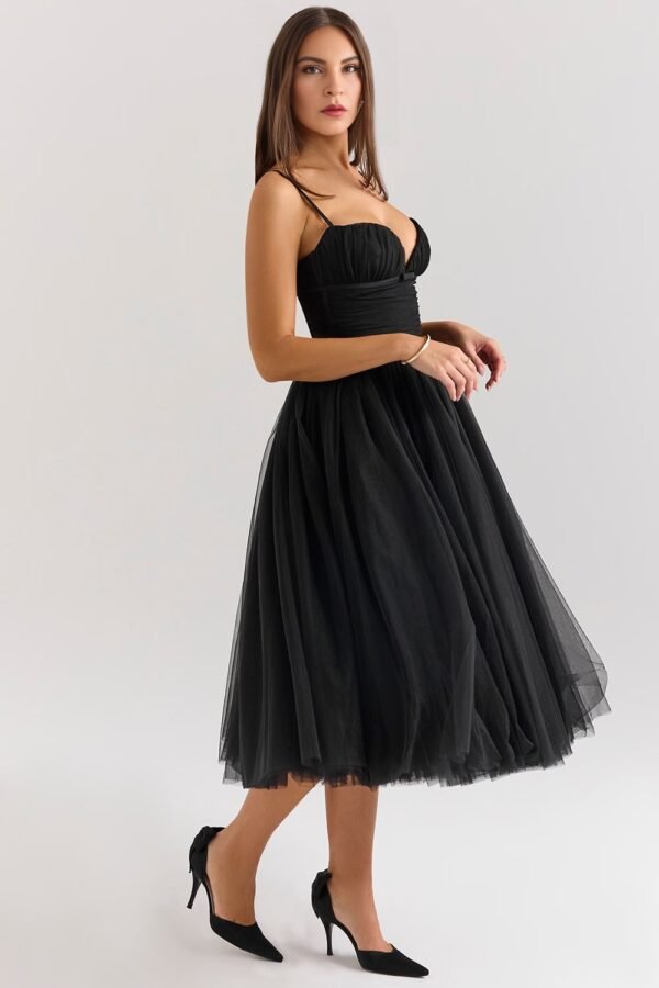 Whimsical Bow Black  Midi Dress - Image 4