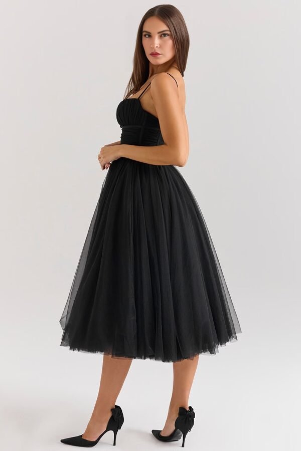 Whimsical Bow Black  Midi Dress - Image 3