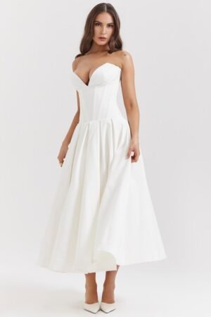 Iconic Sculpted White Midi Dress – view 2