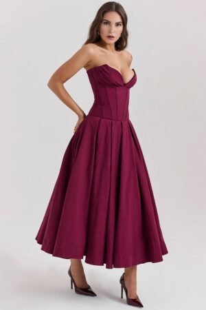 Iconic Sculpted Wine Midi Dress – view 2