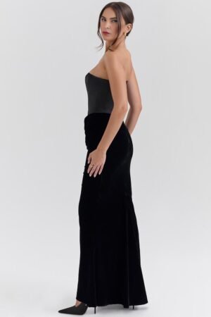 Ethereal Drape Black Maxi Dress – view 2