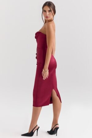 Satin Corset Berry Midi Dress – view 2