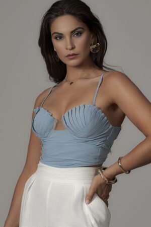 Oceana Pearl Blue Linen Top – view 2
