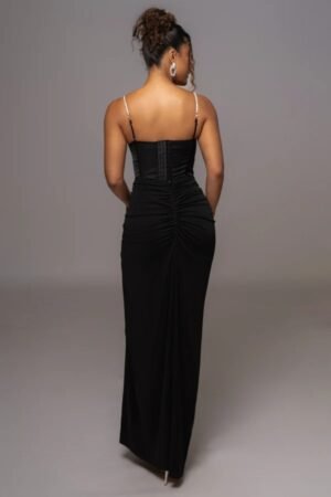 Celeste Rhinestone Black Satin Co-Ord Set – view 2