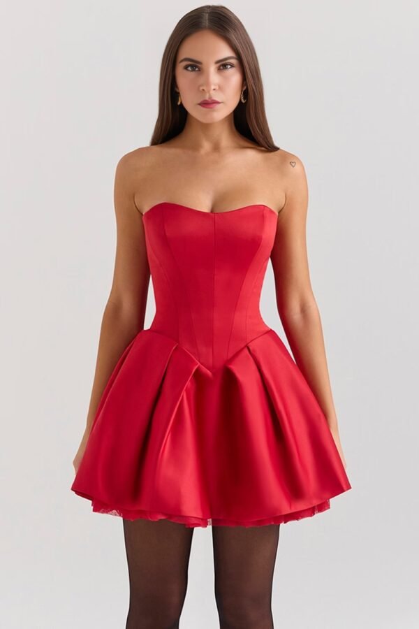 Satin Bow Strapless Mini - Image 5