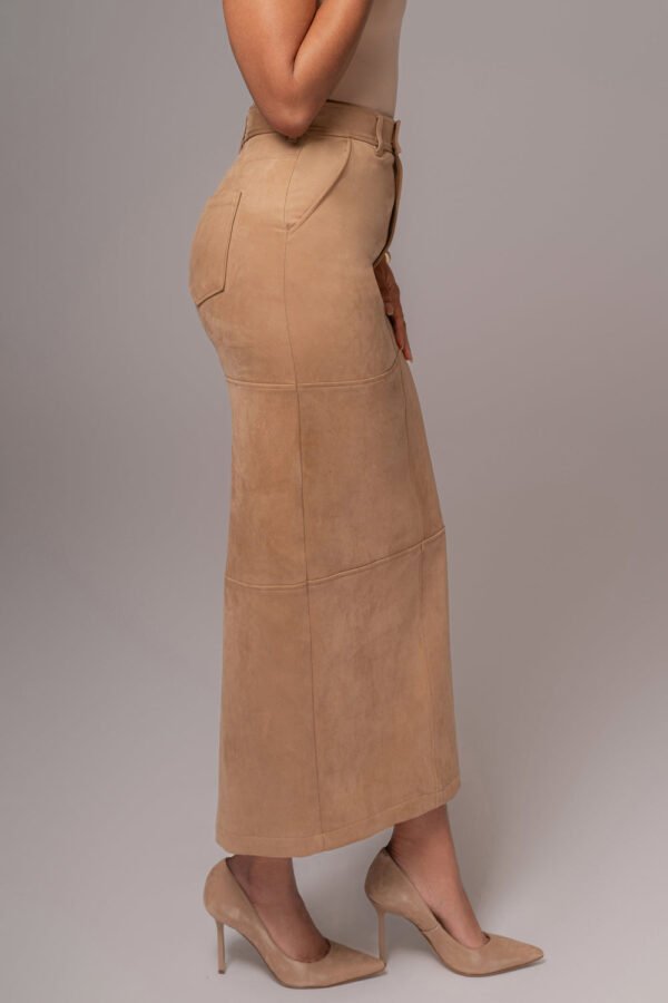 Rustic Suede Beige Maxi Skirt - Image 4