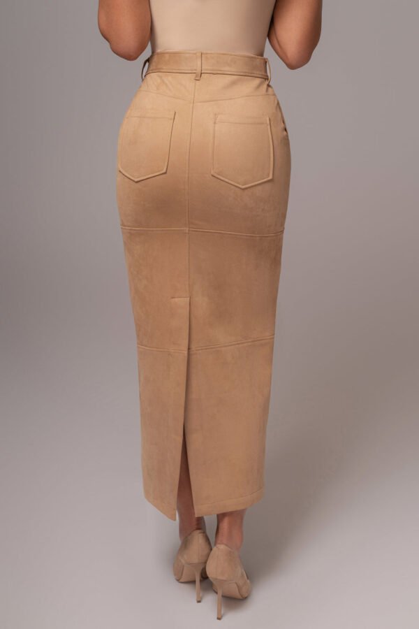 Rustic Suede Beige Maxi Skirt - Image 5