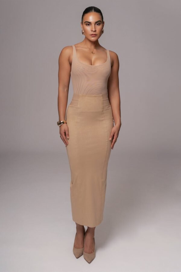 Velvet Sculpt Suede Beige Skirt