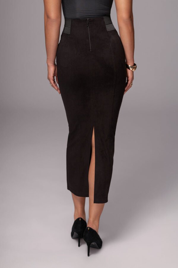 Velvet Sculpt Suede Black Skirt - Image 5