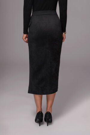 Asymmetry Suede Black Midi Skirt – view 2