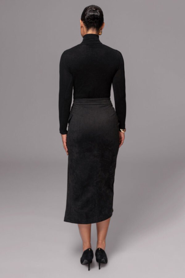 Asymmetry Suede Black Midi Skirt - Image 4