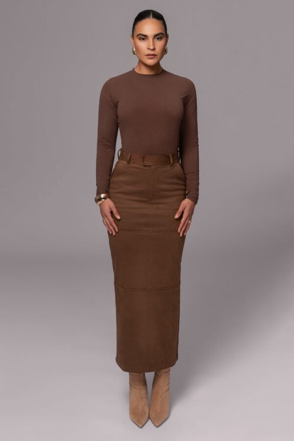 Rustic Suede Chocolate Maxi Skirt