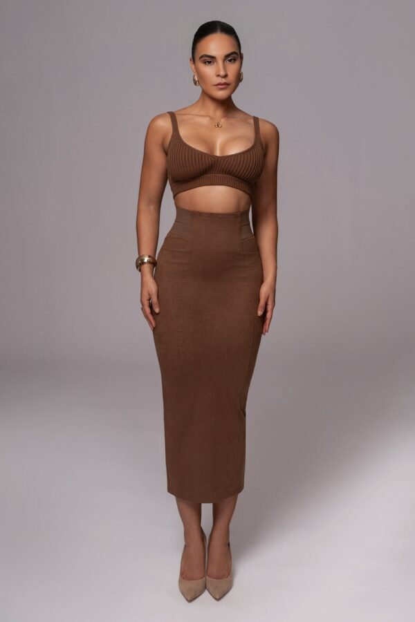 Velvet Sculpt Suede Chocolate Skirt