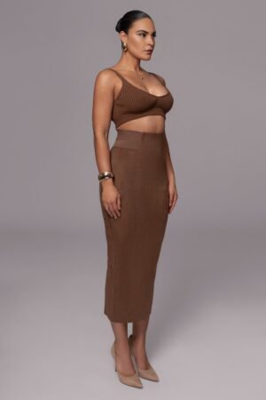 Velvet Sculpt Suede Chocolate Skirt – view 2