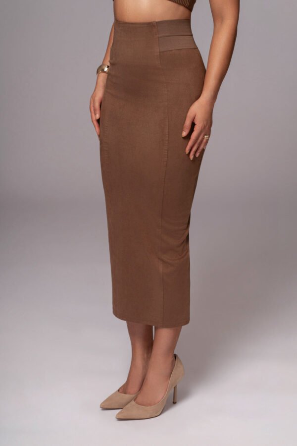 Velvet Sculpt Suede Chocolate Skirt - Image 5