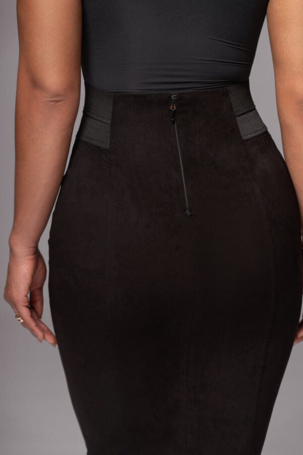 Velvet Sculpt Suede Black Skirt - Image 4