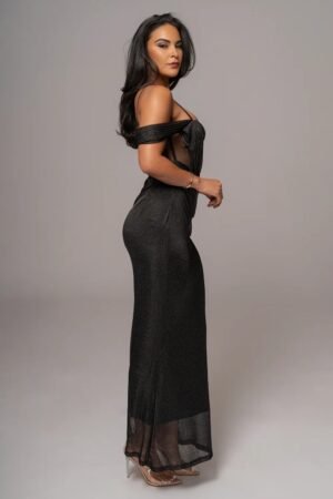 Metallic Chain Mail Corset Black Gown – view 2