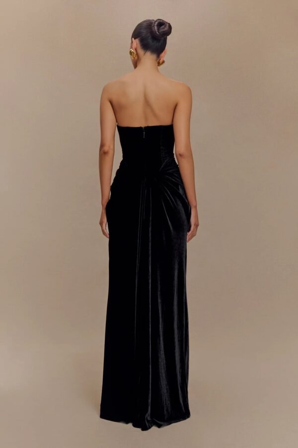 Velvet Elegance Plunge Black  Gown - Image 4